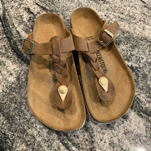 Birkenstock Gizeh Oiled Leather Cognac Sandal, sz 37 (Women's 6)